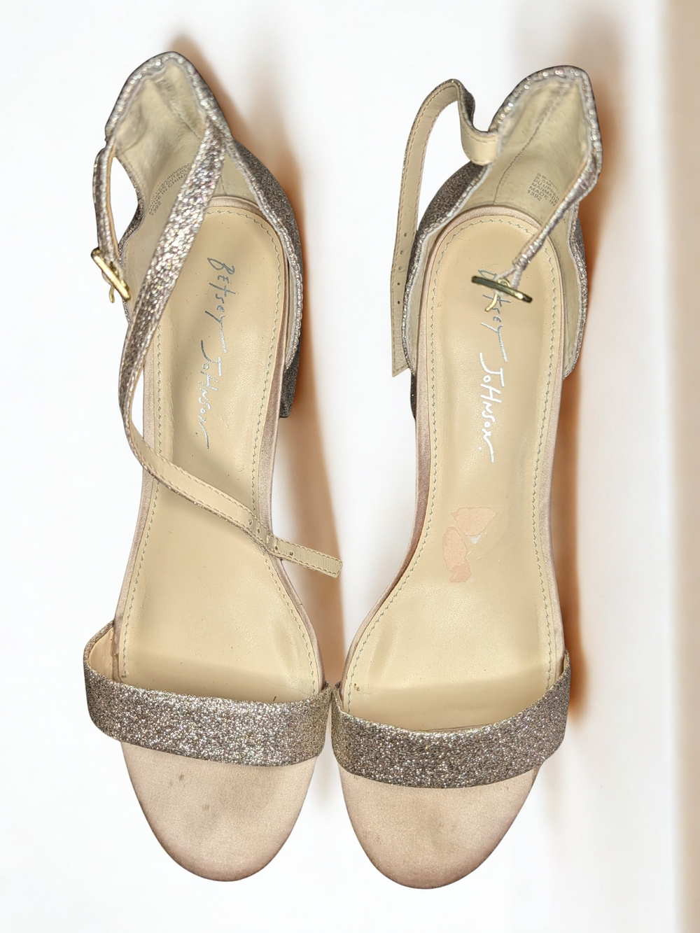 Betsey Johnson Gold Glitter Open-Toe Ankle Strap Sandals